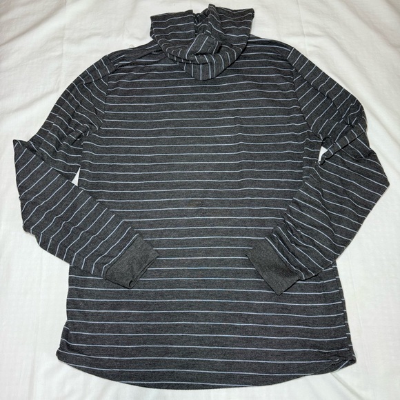 Marine Layer Sweatshirt Mens Medium Gray Blue Stripe Pullover Hoodie Lightweight - Picture 6 of 7